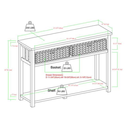 Walker Edison Espresso Mission Storage Entry Table
